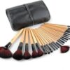 24 PIECES EYE AND FACE BRUSHES SET WITH LEATHER BAG