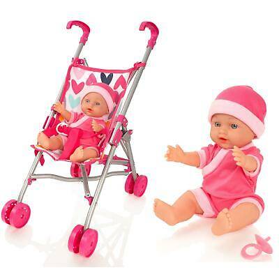 Molly Dolly My First Dolls Pram Buggy Pushchair & Baby Doll Stroller Set Girls