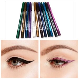 Pack of 12 High Quality Waterproof New Glitter Lip Pencil And Eye Liner Pencil - 12pcs