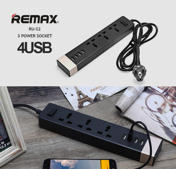 Remax RU-S2 (UK Plug) Ming Series 3 Ports 4 USB Ports Charger