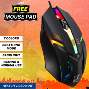 FunBug 7 Breathing Gaming Mouse - Wirless Mouse With Free Pad