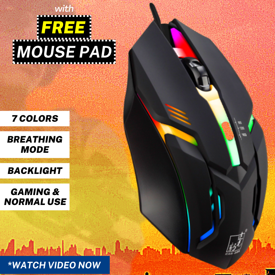 FunBug 7 Breathing Gaming Mouse Wirless Mouse With Free Pad