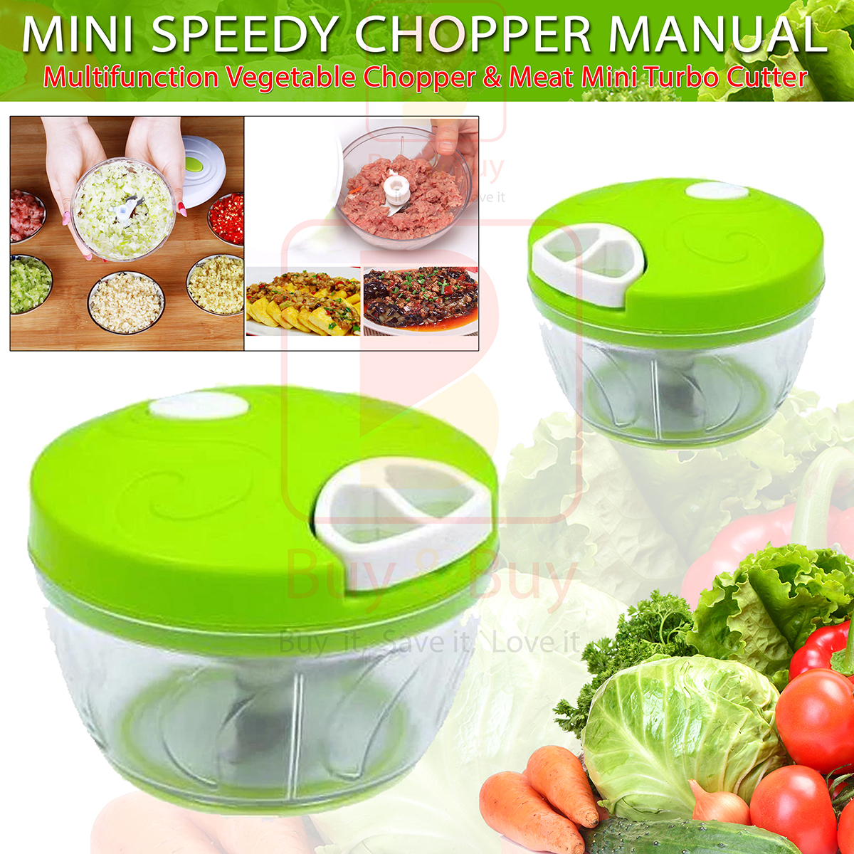 Mini Food Chopper Vegetable Cutter/Chopper Food Crusher Hand Pulled Speedy  Chopper