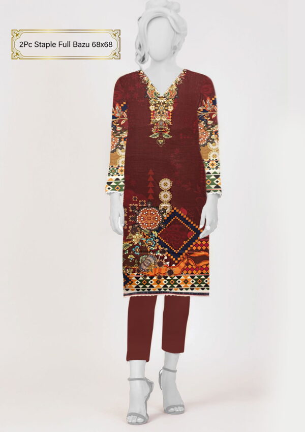 2Pcs Linen Fabric Full Bazu Women Clothes in Pakistan