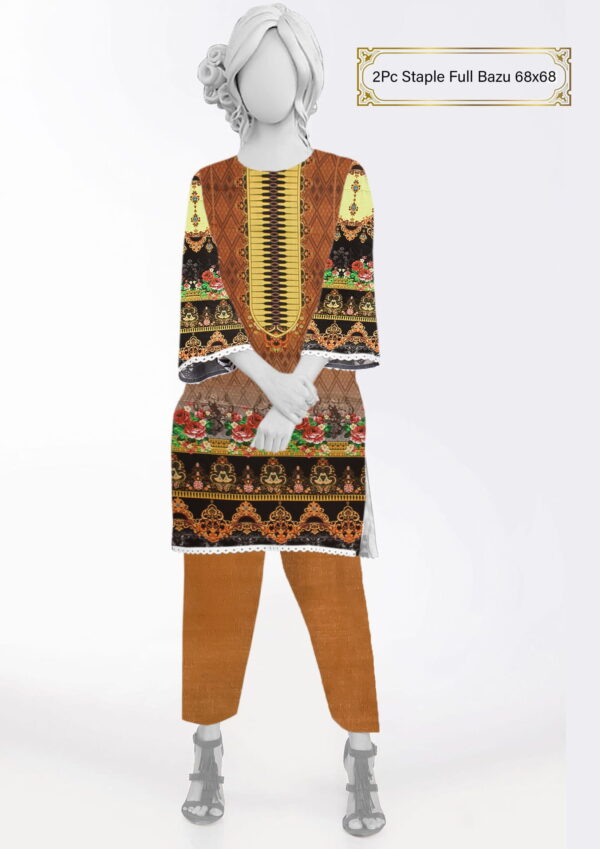 Buy Online 2Pcs Linen Fabric Staple Full Bazu Women Clothes in Pakistan