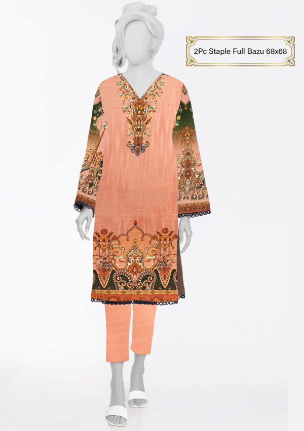 Pure Linen 2 Pcs - Full Staple Bazu Women Clothing in Pakistan