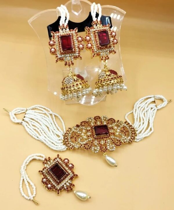 Chokar Pati With Earrings + FREE Bindiya - Women Jewelry