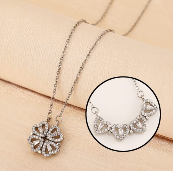 Silver 4 In 1 Magnetic Heart Lover Necklace - Price in Pakistan 2023