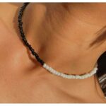White And Black Beads Necklace For Girls Simple Chokar
